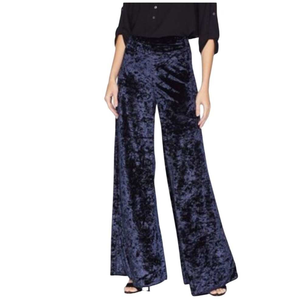 LIKELY NWT SZ 2 Navy Blue Velvet Wide Leg Palazzo Pants Size 2